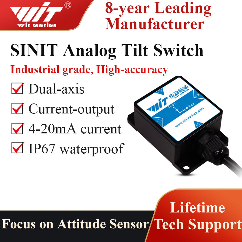 【SINIT-TTL Current Analog Tilt Switch】High-Stability Dual-axis Analog (4-20mA, -90 Degrees) Security Inclinometer, Anti-Vibration Tilt Angle Sensor (IP67 Waterproof) for Constructions Monitoring - WitMotion