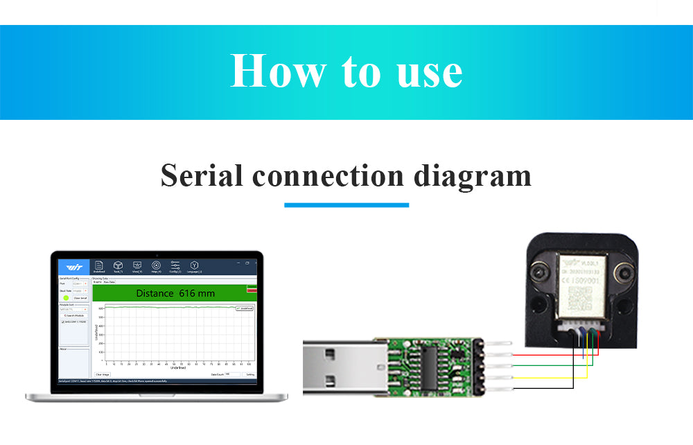 WitMotion Laser Distance Sensor WT53D Distance Module UART Output 3-5V - WitMotion