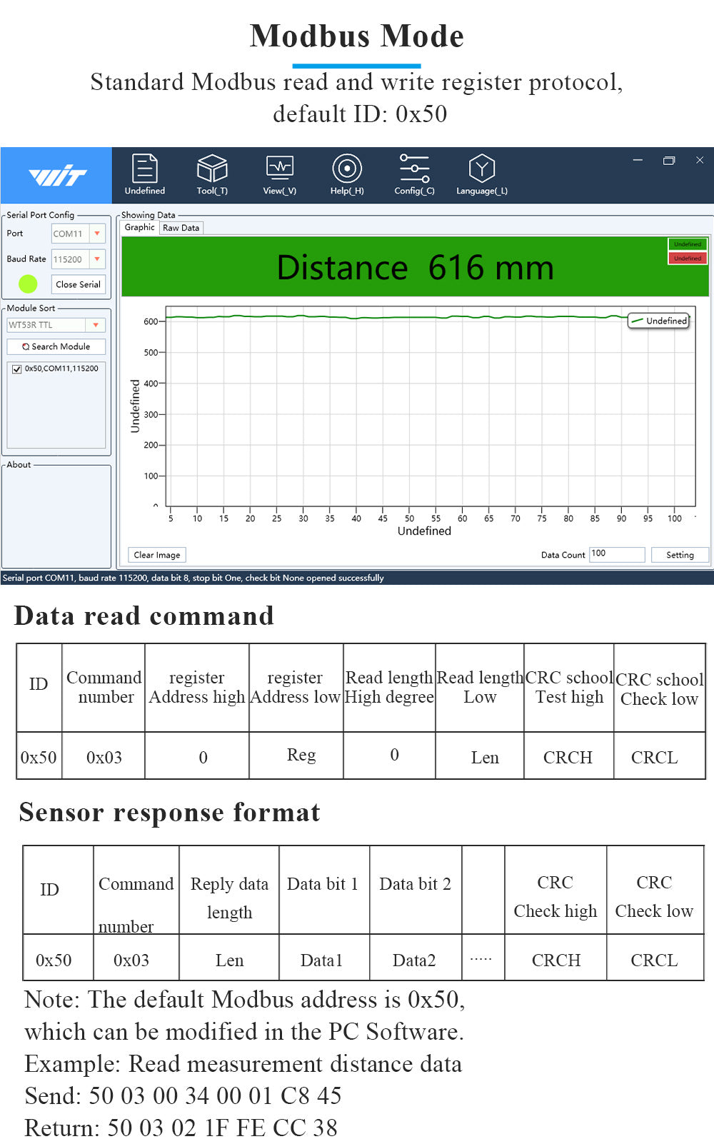 WitMotion Laser Distance Sensor WT53D Distance Module UART Output 3-5V - WitMotion