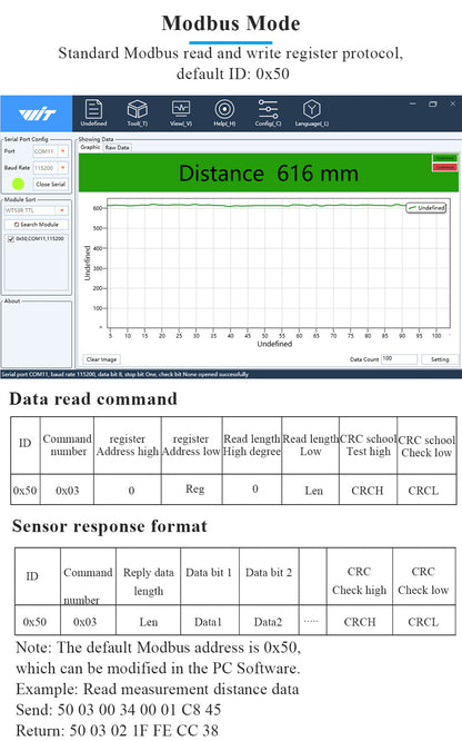 WitMotion Laser Distance Sensor WT53D Distance Module UART Output 3-5V - WitMotion