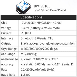 BWT901CL - Accelerometer+Inclinometer - mpu6050 - mpu9250+Angle Sensor Gyroscope for Arduino Magneometer.