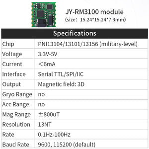 JY - RM3100 TTL - Accelerometer+Inclinometer - mpu6050 - mpu9250+Angle Sensor Gyroscope for Arduino Magneometer.