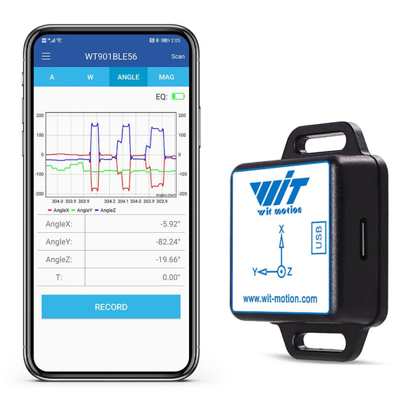 Accelerometer +inclinometer Bluetooth5.0 sensor, 9-axis IMU.