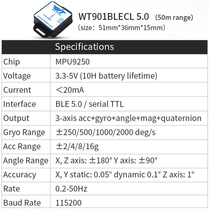 WT901BLECL - Accelerometer+Inclinometer - mpu6050 - mpu9250+Angle Sensor Gyroscope for Arduino Magneometer.
